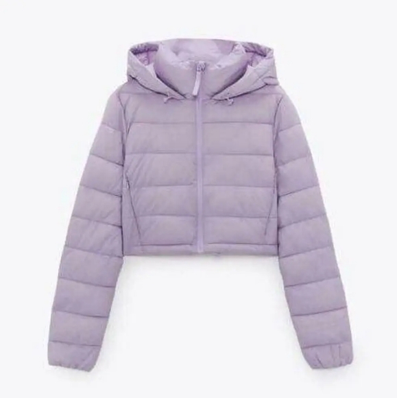 Zara lilac cropped puffer jacket - Picture 8 of 14